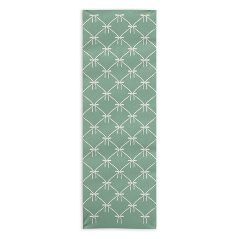 Colour Poems Bows and Ribbons Green Yoga Towel