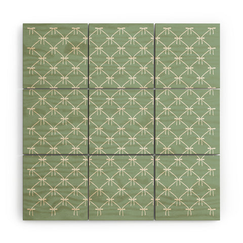 Colour Poems Bows and Ribbons Green Wood Wall Mural
