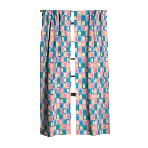 Colour Poems Checker Arches I Pastel Tones Blackout Window Curtain