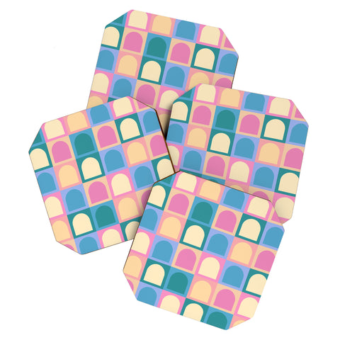 Colour Poems Checker Arches I Pastel Tones Coaster Set
