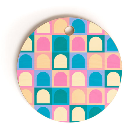 Colour Poems Checker Arches I Pastel Tones Cutting Board Round