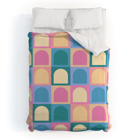 Colour Poems Checker Arches I Pastel Tones Duvet Cover
