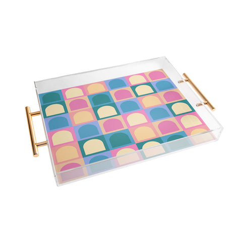 Colour Poems Checker Arches I Pastel Tones Acrylic Tray
