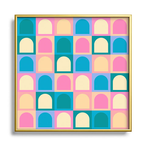 Colour Poems Checker Arches I Pastel Tones Square Metal Framed Art Print