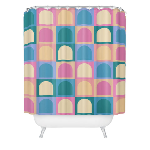 Colour Poems Checker Arches I Pastel Tones Shower Curtain