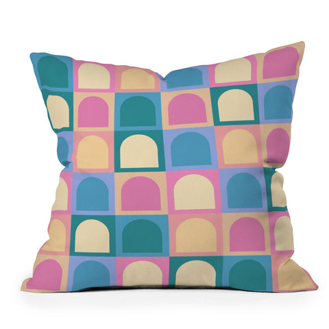 Colour Poems Checker Arches I Pastel Tones Throw Pillow