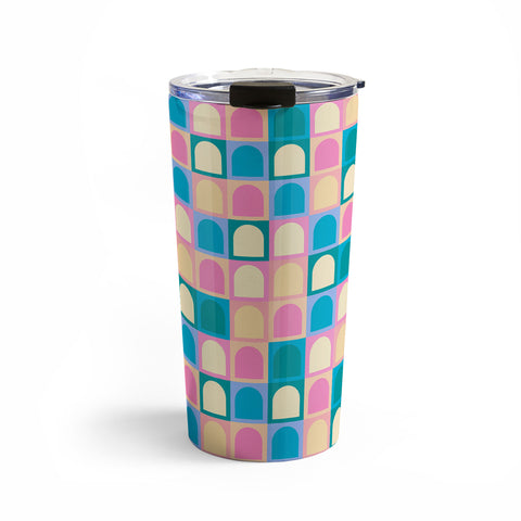 Colour Poems Checker Arches I Pastel Tones Travel Mug