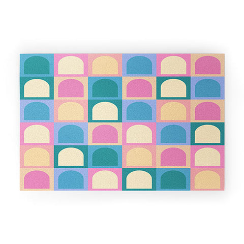 Colour Poems Checker Arches I Pastel Tones Welcome Mat