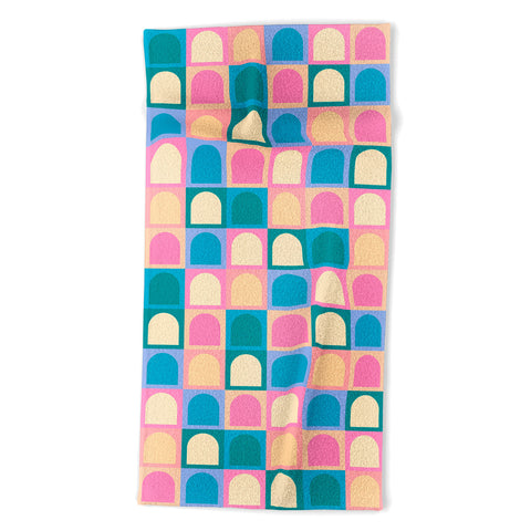 Colour Poems Checker Arches I Pastel Tones Beach Towel
