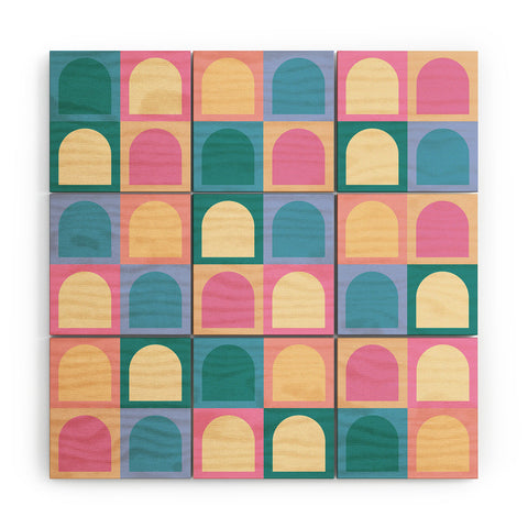 Colour Poems Checker Arches I Pastel Tones Wood Wall Mural