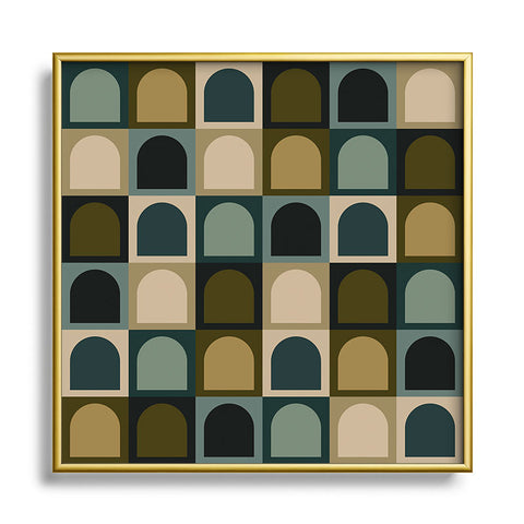 Colour Poems Checker Arches II Earthy Tones Square Metal Framed Art Print