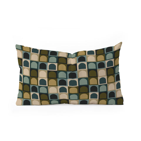 Colour Poems Checker Arches II Earthy Tones Oblong Throw Pillow