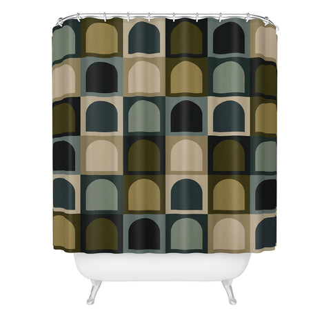 Colour Poems Checker Arches II Earthy Tones Shower Curtain