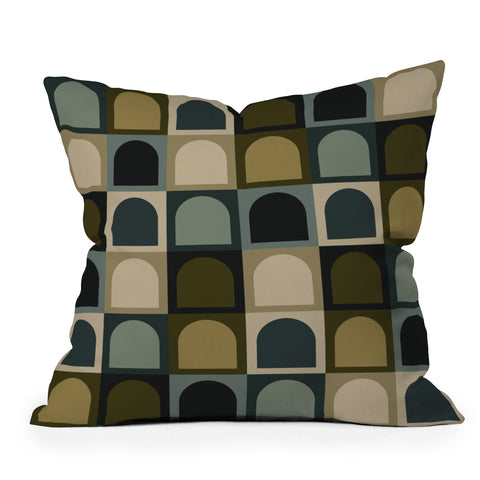 Colour Poems Checker Arches II Earthy Tones Throw Pillow