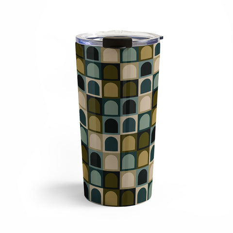 Colour Poems Checker Arches II Earthy Tones Travel Mug