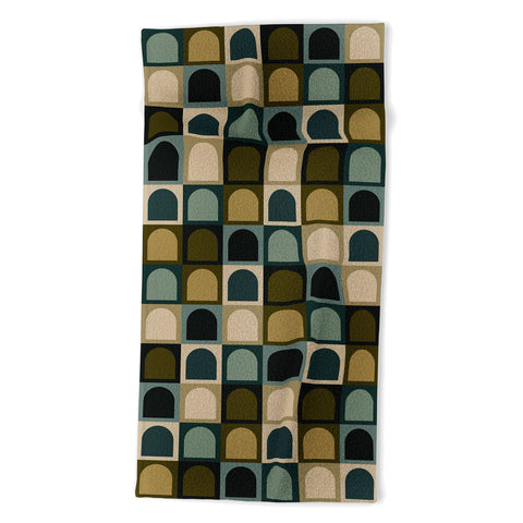 Colour Poems Checker Arches II Earthy Tones Beach Towel