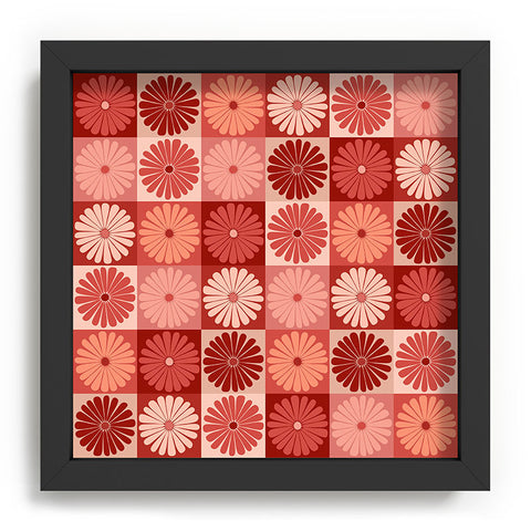 Colour Poems Checker Daisies I Red Pink Recessed Framing Square