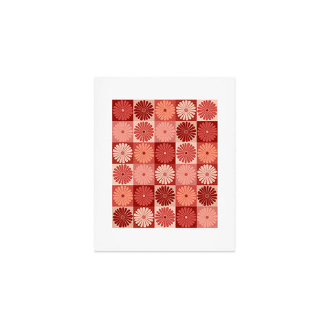 Colour Poems Checker Daisies I Red Pink Art Print
