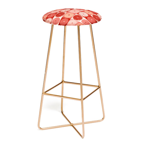 Colour Poems Checker Daisies I Red Pink Bar Stool