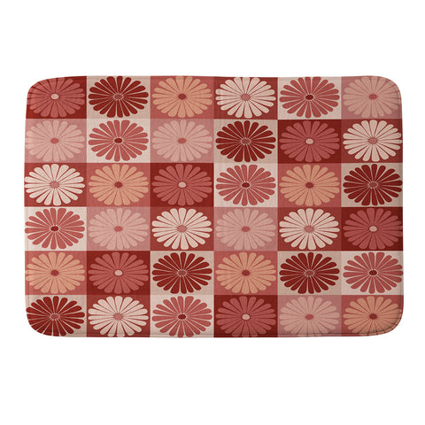 Colour Poems Checker Daisies I Red Pink Memory Foam Bath Mat