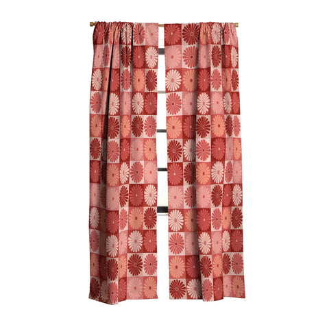 Colour Poems Checker Daisies I Red Pink Blackout Non Repeat