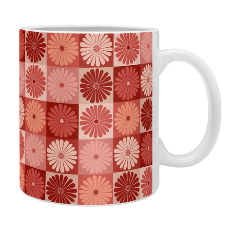 Colour Poems Checker Daisies I Red Pink Coffee Mug