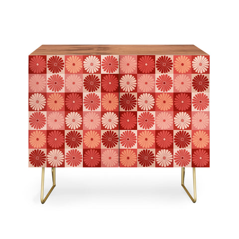 Colour Poems Checker Daisies I Red Pink Credenza
