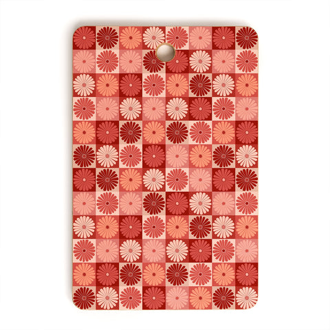 Colour Poems Checker Daisies I Red Pink Cutting Board Rectangle