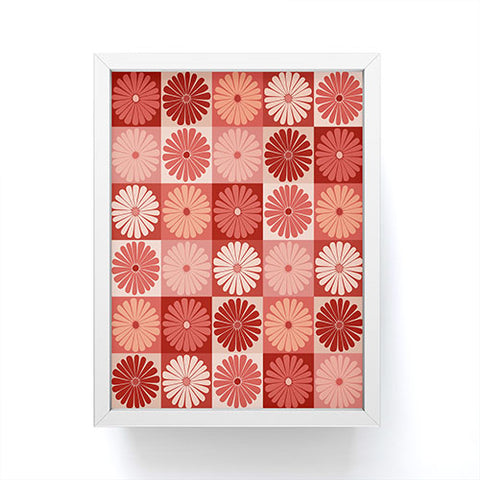 Colour Poems Checker Daisies I Red Pink Framed Mini Art Print