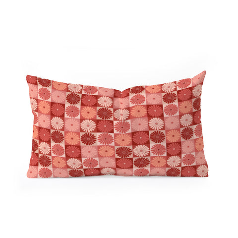 Colour Poems Checker Daisies I Red Pink Oblong Throw Pillow