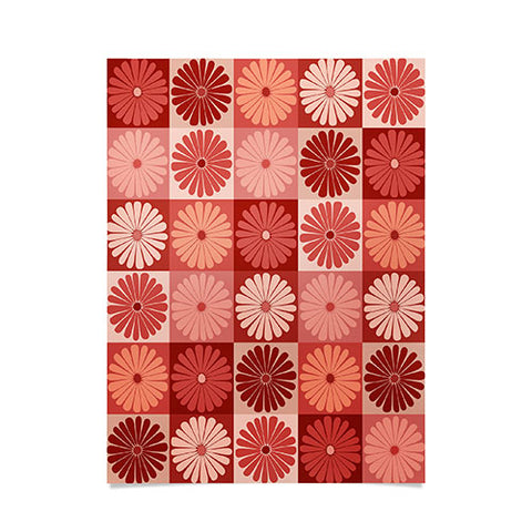 Colour Poems Checker Daisies I Red Pink Poster