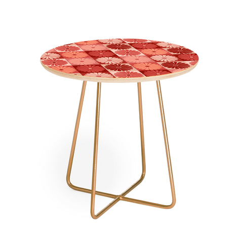 Colour Poems Checker Daisies I Red Pink Round Side Table