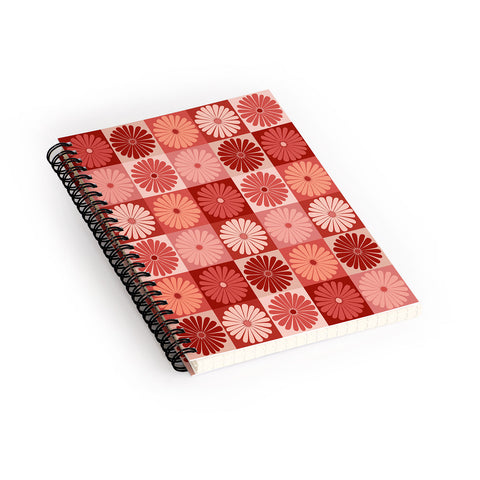 Colour Poems Checker Daisies I Red Pink Spiral Notebook