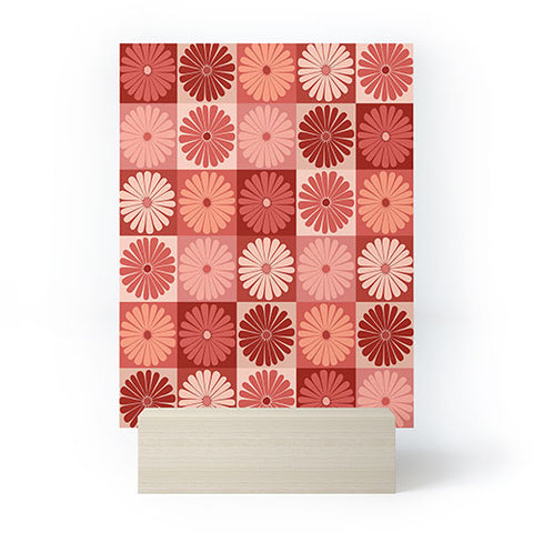 Colour Poems Checker Daisies I Red Pink Mini Art Print