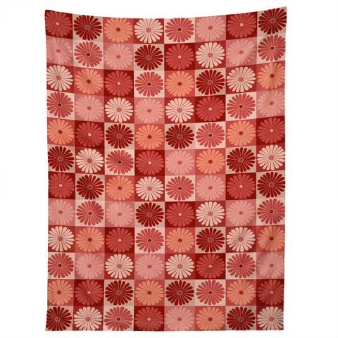 Colour Poems Checker Daisies I Red Pink Tapestry