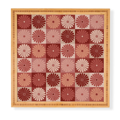 Colour Poems Checker Daisies I Red Pink Framed Wall Art