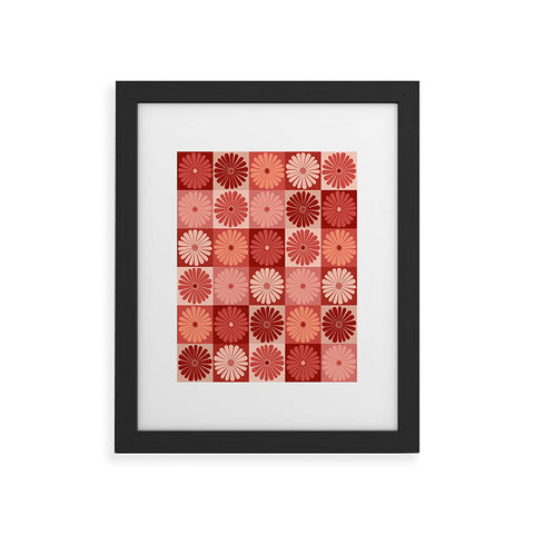 Colour Poems Checker Daisies I Red Pink Framed Art Print