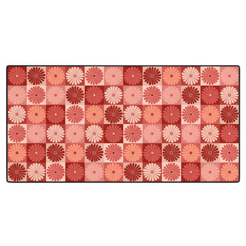 Colour Poems Checker Daisies I Red Pink Desk Mat