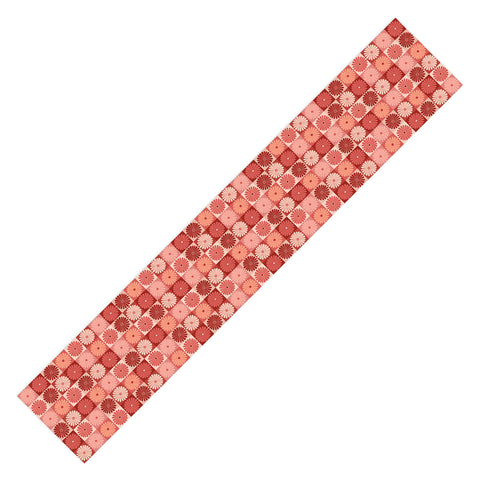 Colour Poems Checker Daisies I Red Pink Table Runner