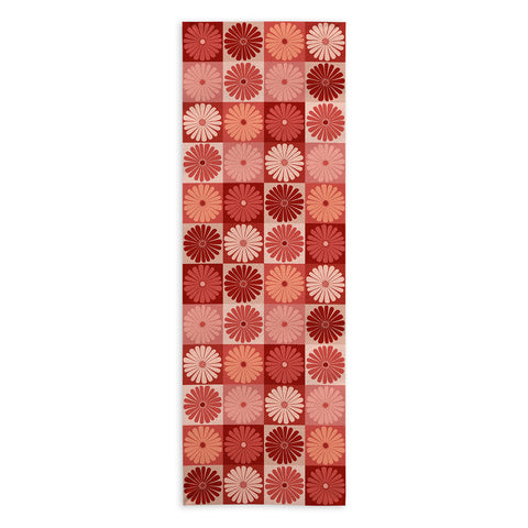 Colour Poems Checker Daisies I Red Pink Yoga Towel