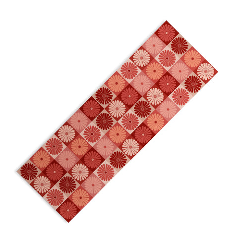 Colour Poems Checker Daisies I Red Pink Yoga Mat