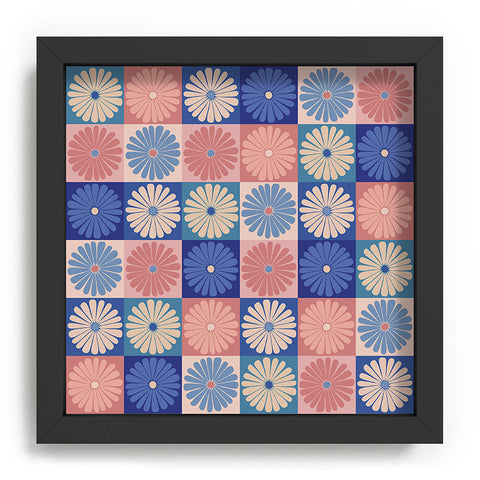 Colour Poems Checker Daisies II Blue Pink Recessed Framing Square