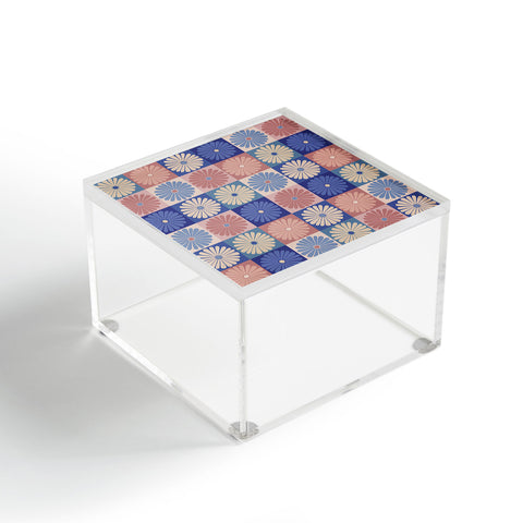 Colour Poems Checker Daisies II Blue Pink Acrylic Box