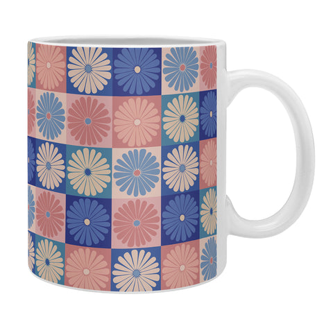 Colour Poems Checker Daisies II Blue Pink Coffee Mug