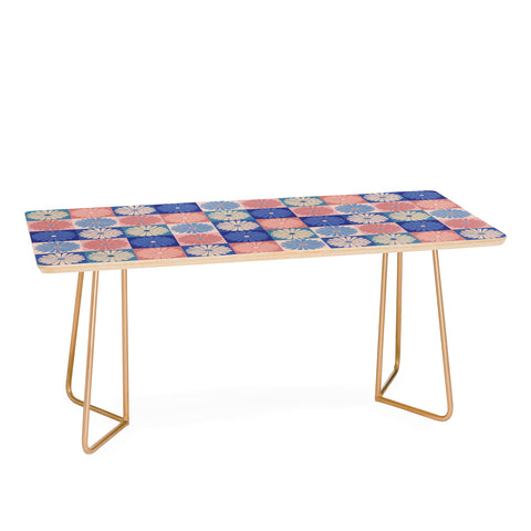 Colour Poems Checker Daisies II Blue Pink Coffee Table