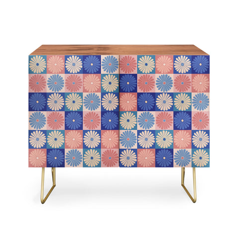 Colour Poems Checker Daisies II Blue Pink Credenza