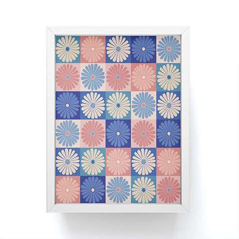 Colour Poems Checker Daisies II Blue Pink Framed Mini Art Print