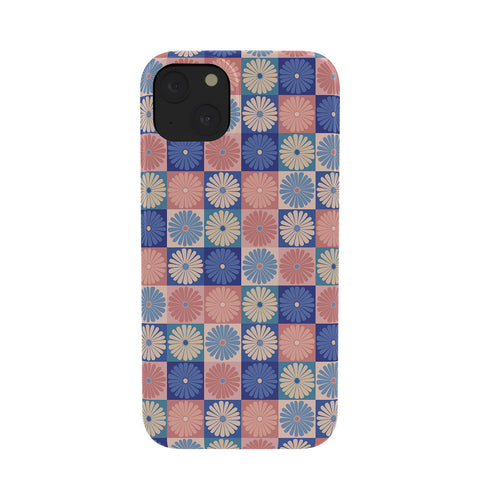 Colour Poems Checker Daisies II Blue Pink Phone Case