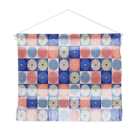 Colour Poems Checker Daisies II Blue Pink Wall Hanging Landscape