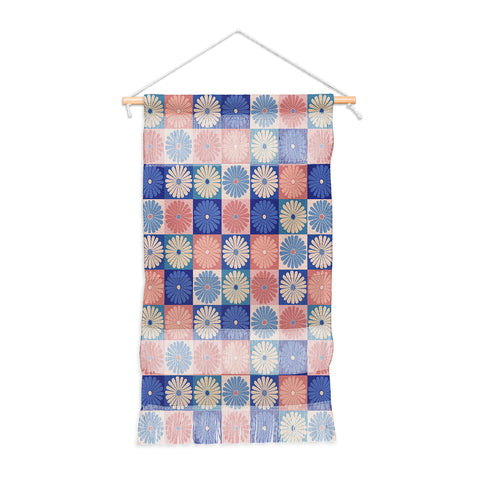 Colour Poems Checker Daisies II Blue Pink Wall Hanging Portrait